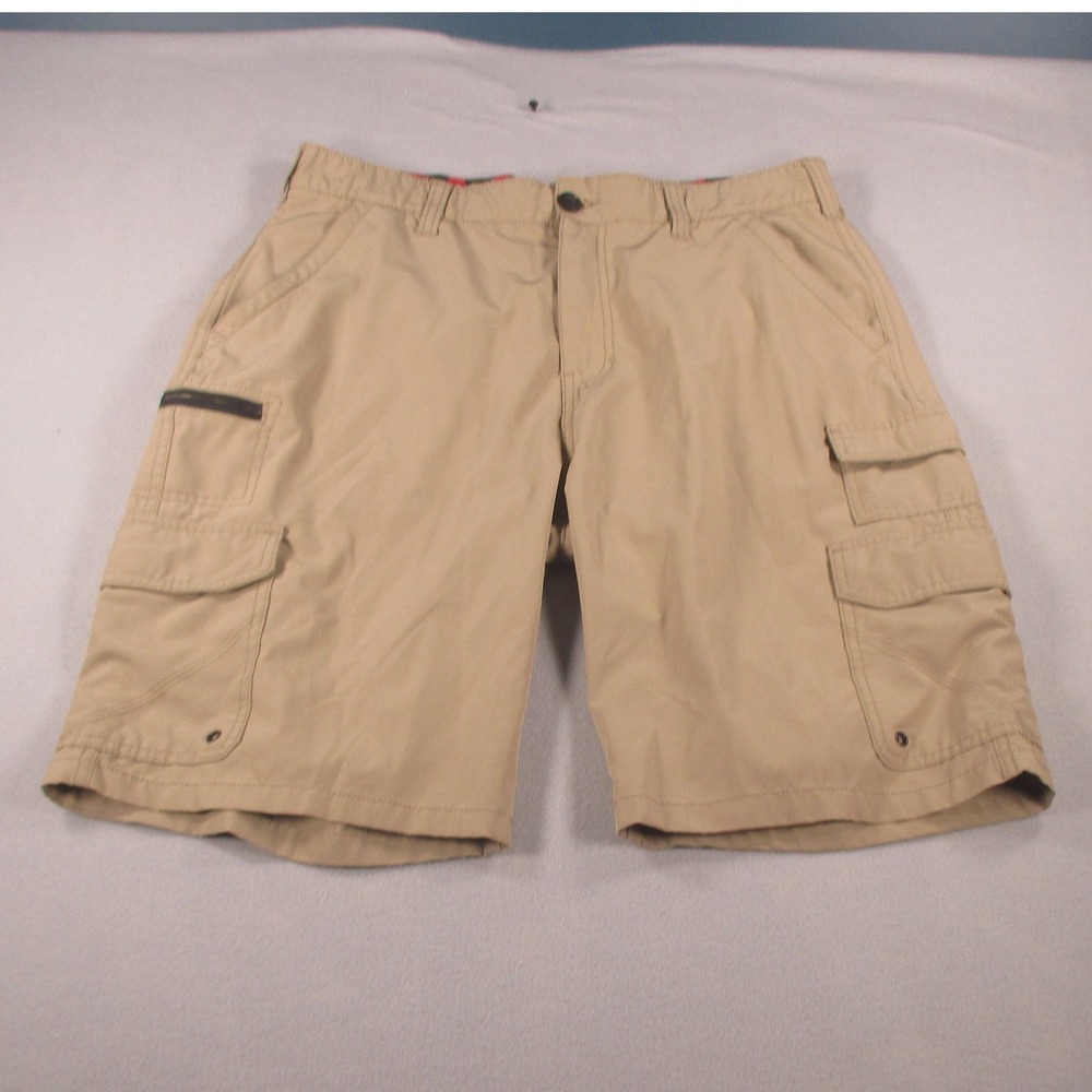 Iron Co Mens 34 Cargo Shorts Tan Khaki Multi Pocket Outdoor Utility Casual Short